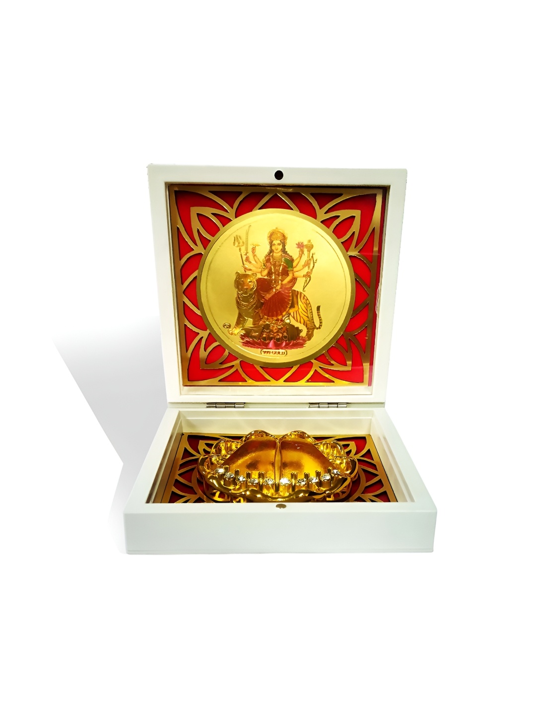 

Adhvik White & Gold Toned Durga Mata Ji Religious Figurine Showpiece