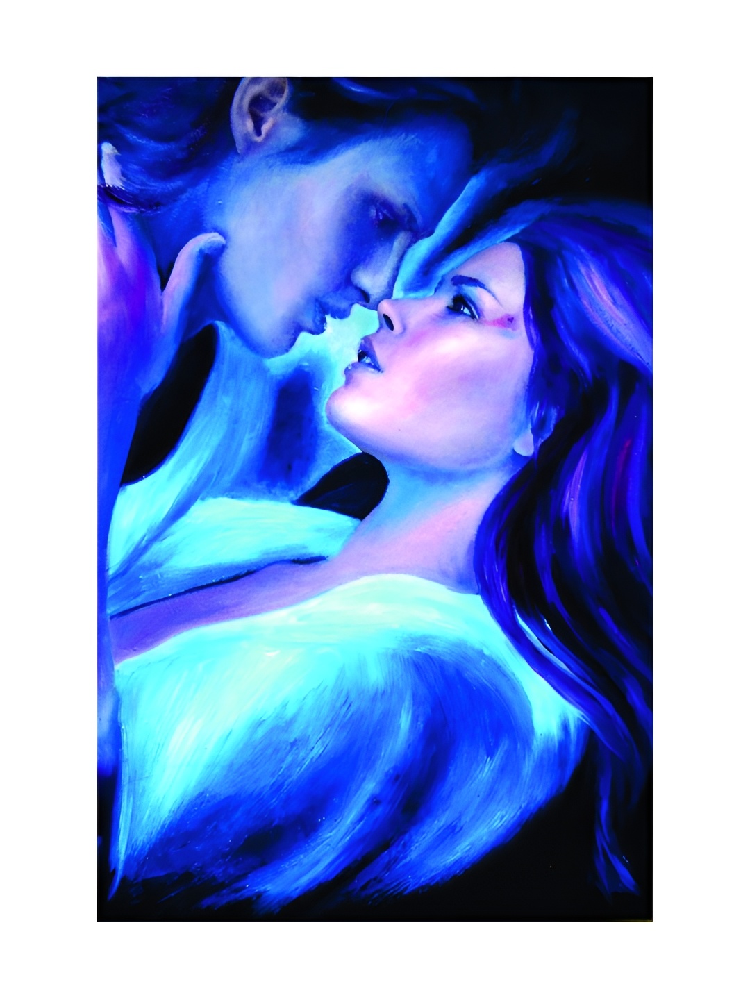 

Inephos Blue & Black Twin Flame Love Couple Canvas Painting Unframed Wall Art