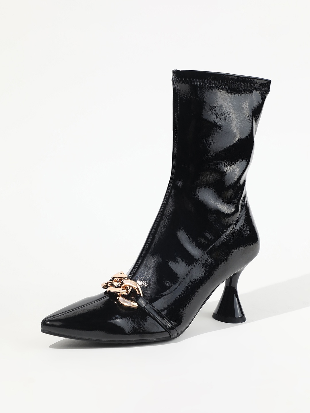 

LULU & SKY Women Pointed Toe Kitten Heel Boots, Black