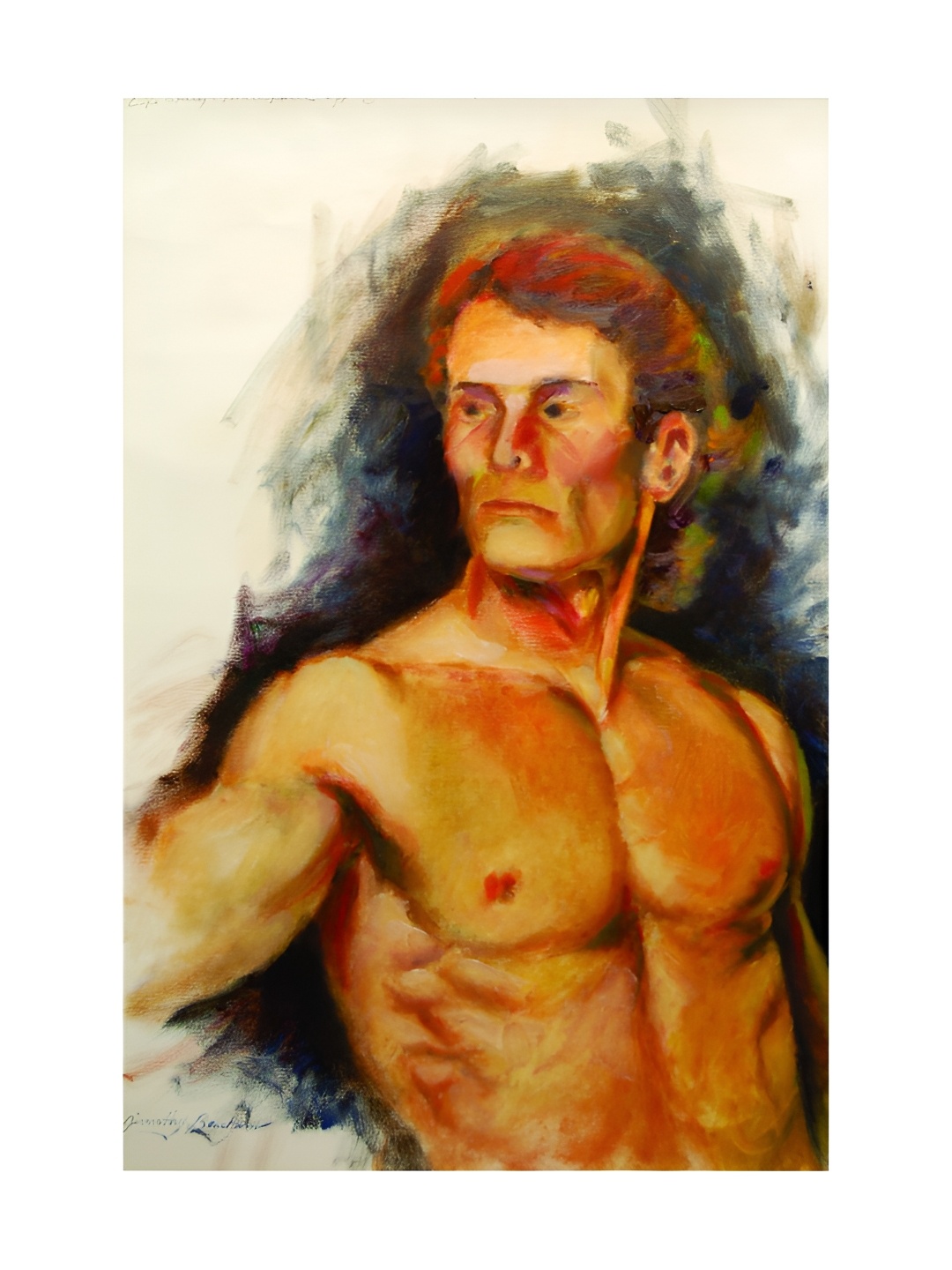 

Inephos Brown & Grey Body Builder Self Portrait Canvas Painting Unframed Wall Art