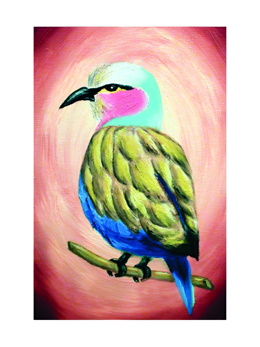 

Inephos Green & Pink Birds and Animals Canvas Painting Unframed Wall Art