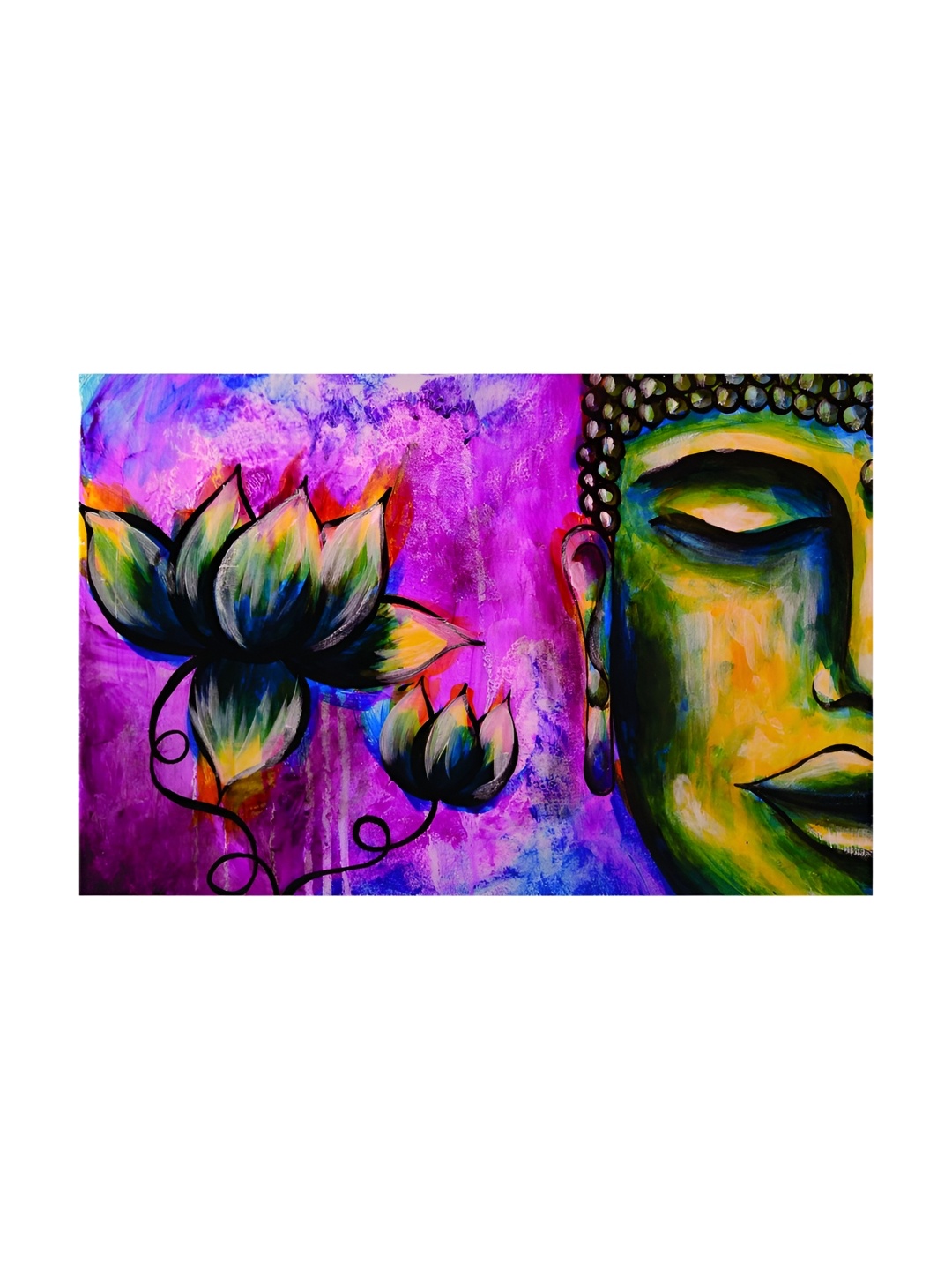 

Inephos Green & Pink Canvas Buddha Unframed Wall Paintings