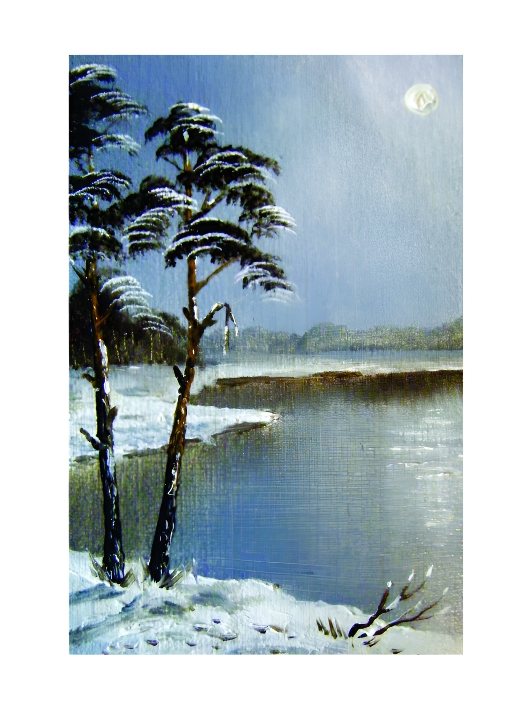 

Inephos Blue & Grey Beautiful Lake In Winters Canvas Painting Unframed Wall Arts
