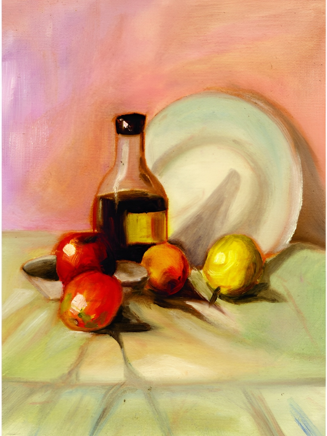 

Inephos Green & Red Still Life Canvas Painting Unframed Wall Arts
