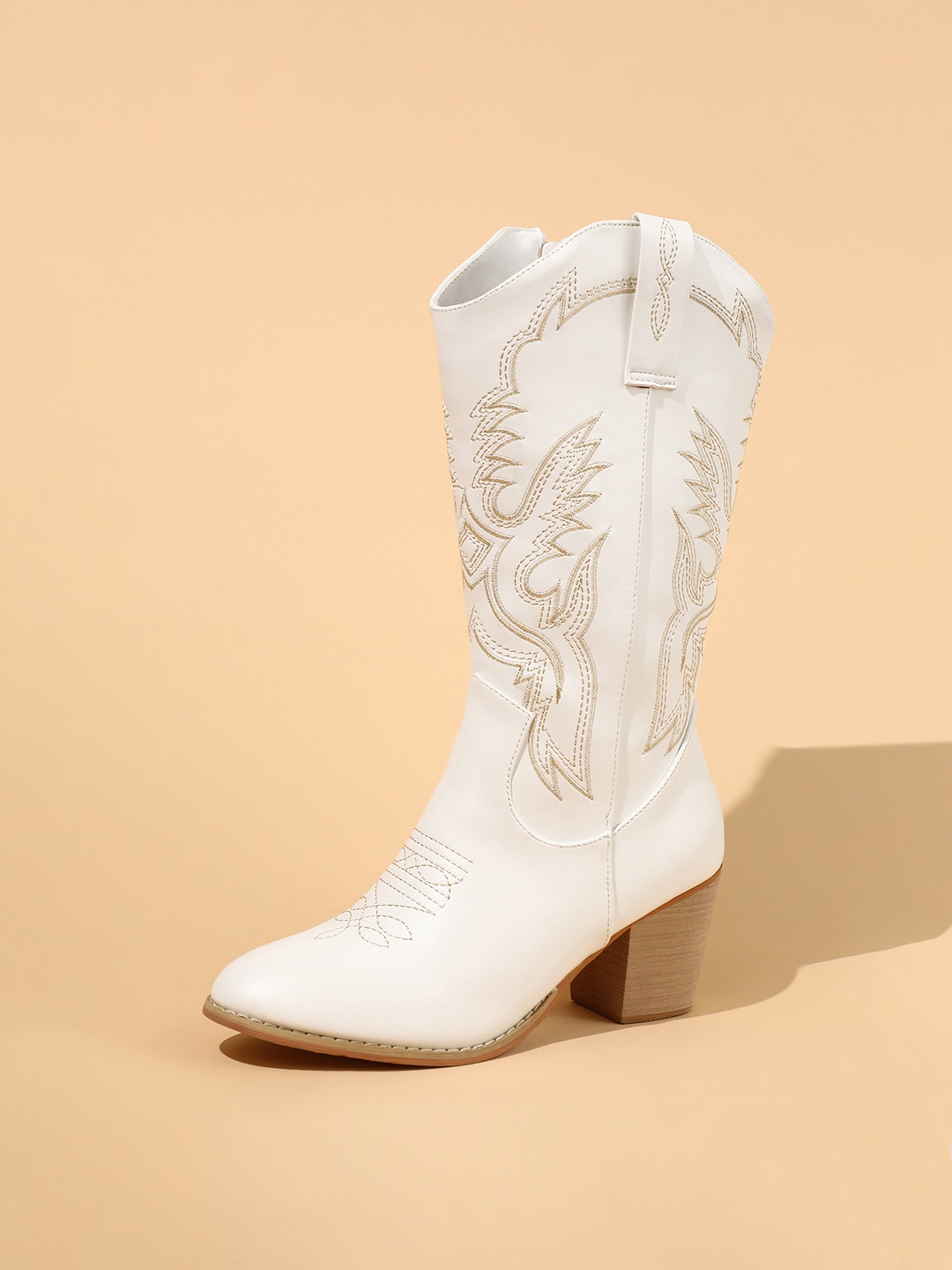 

LULU & SKY Women Embroidered Cowboy Boots, White