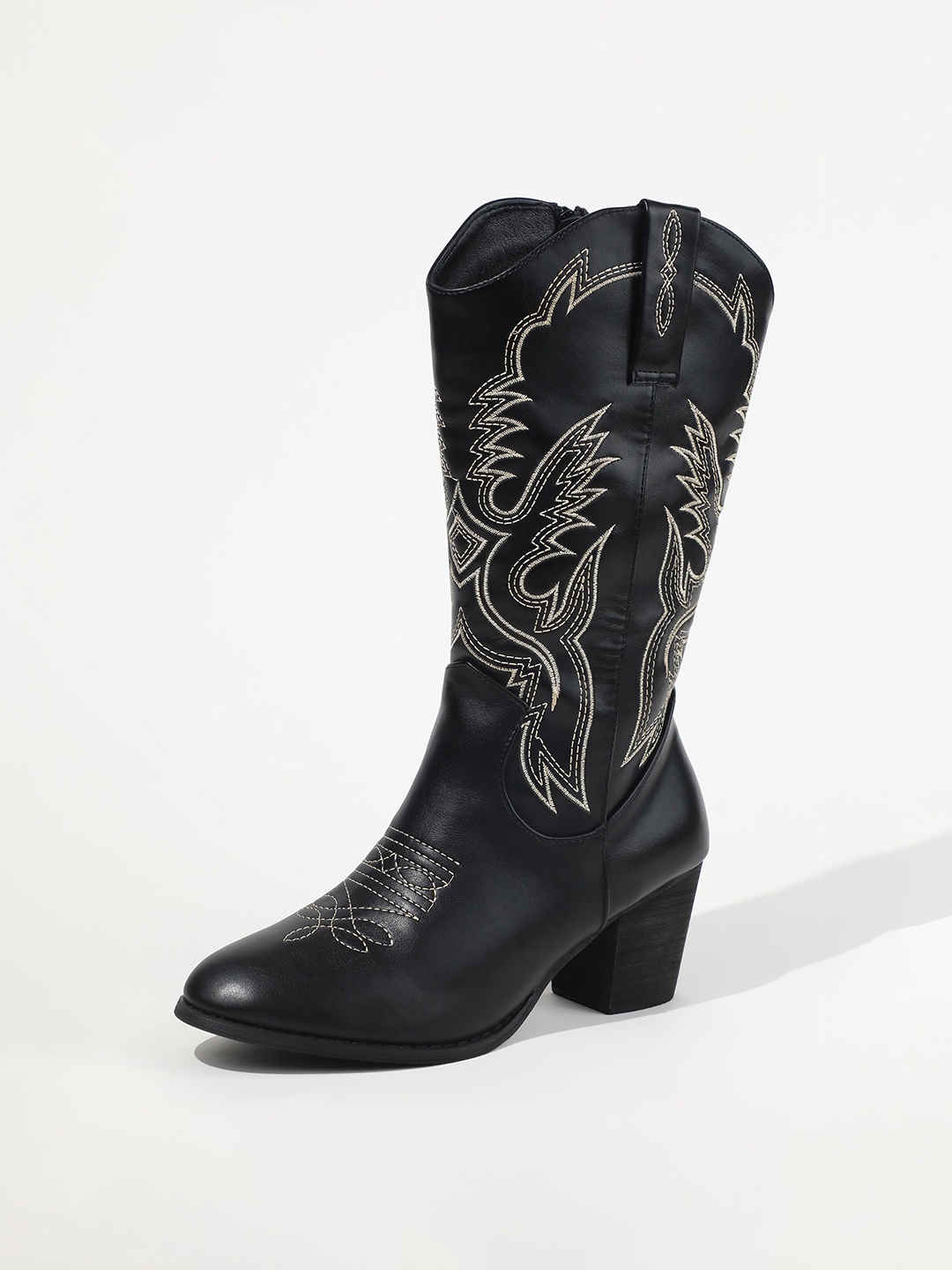 

LULU & SKY Women Embroidered Cowboy Boots, Black