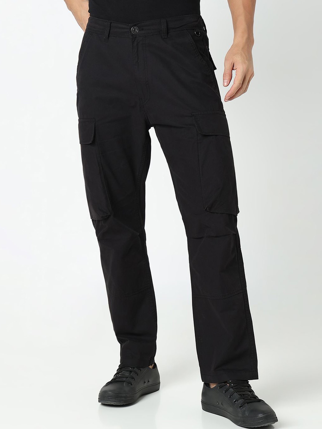 

R&B Men Cargos Trousers, Black