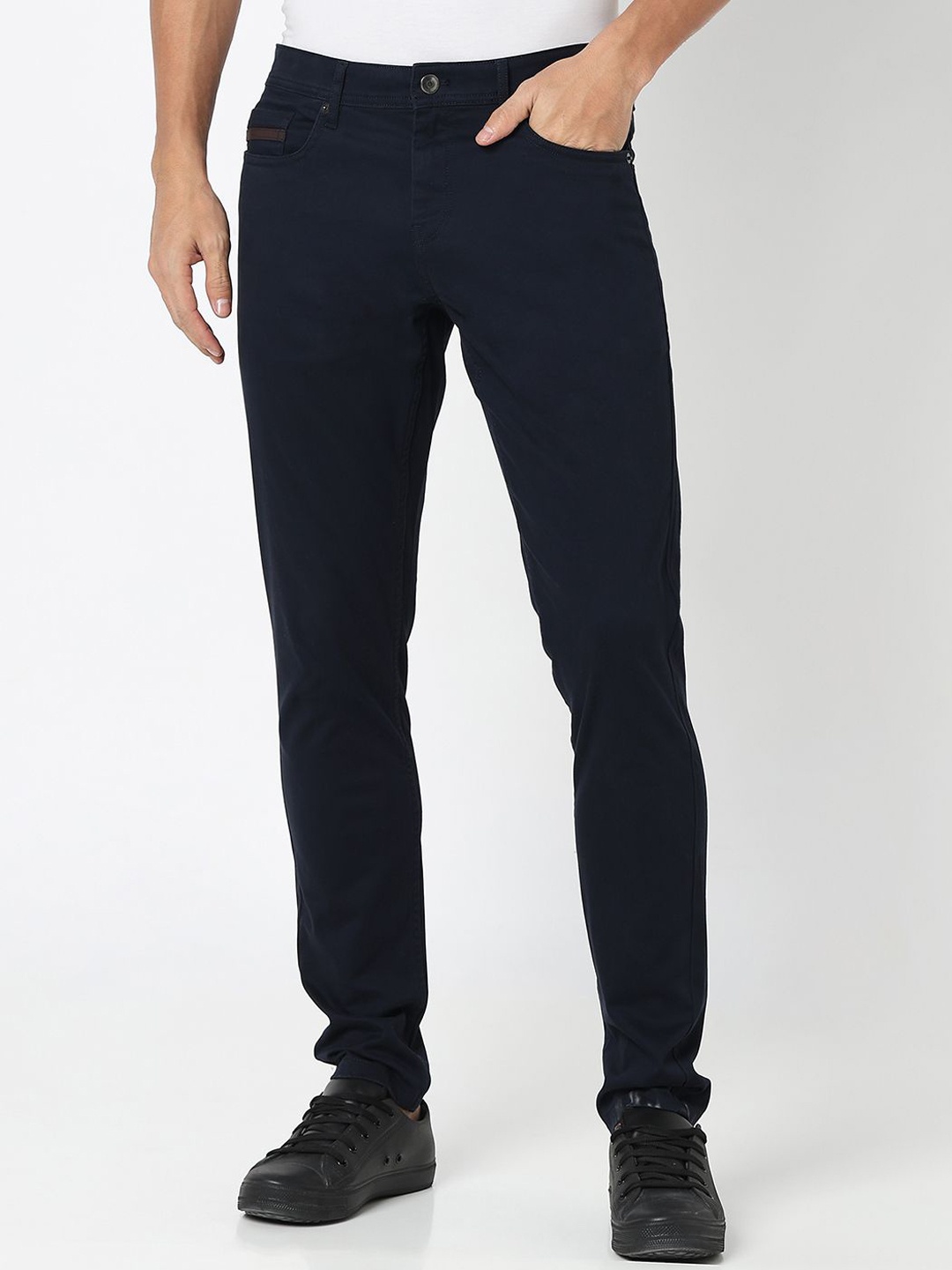 

R&B Men Skinny Fit Trousers, Blue