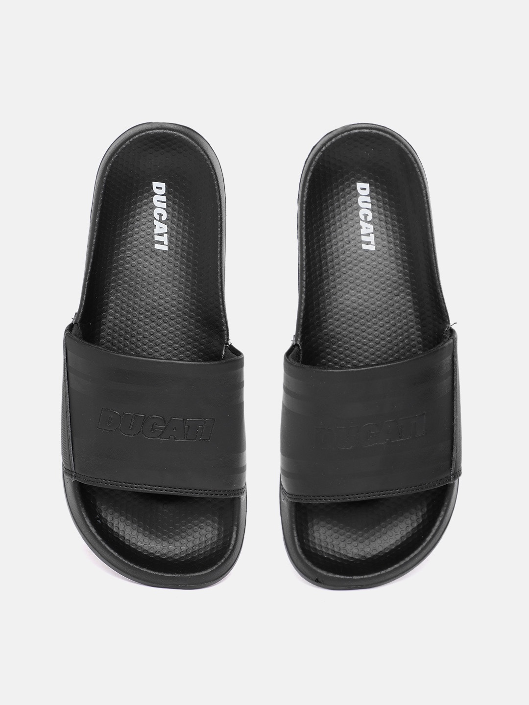 

Ducati Men Self Design Sliders, Black