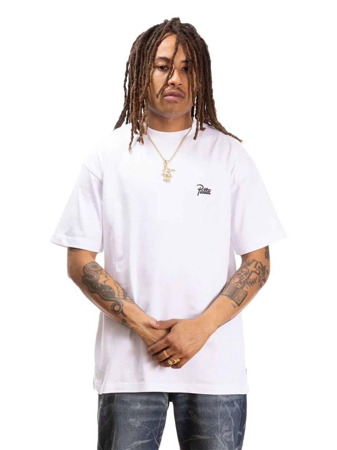 

Patta Men Solid Round Neck Cotton Relaxed Fit T-shirt, White