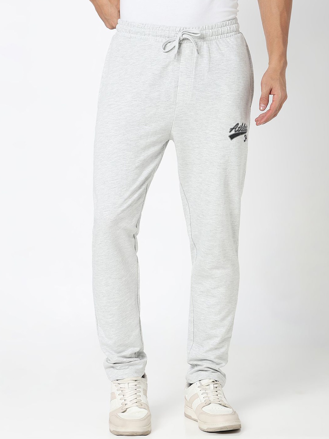 

R&B Men Cotton Mid Rise Track Pants, Grey