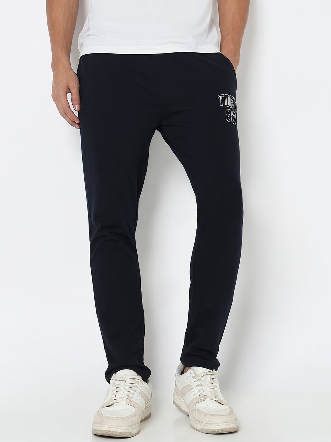 

R&B Men Pure Cotton Mid-Rise Track Pant, Blue