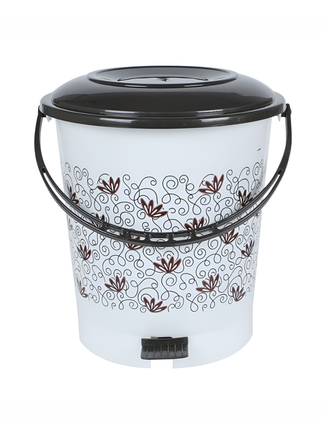 

RANDAL White & Brown Floral Printed Standard Pedal Dustbin - 12 L