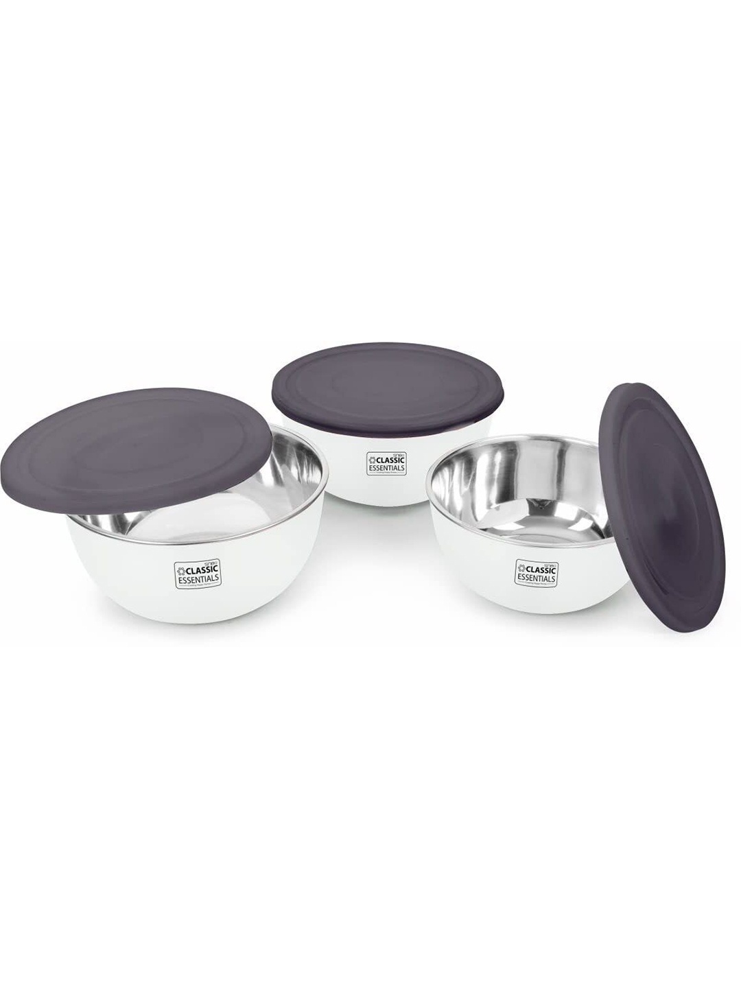 

Classic Essentials Unisex 3 Pieces White Stainless Steel Container
