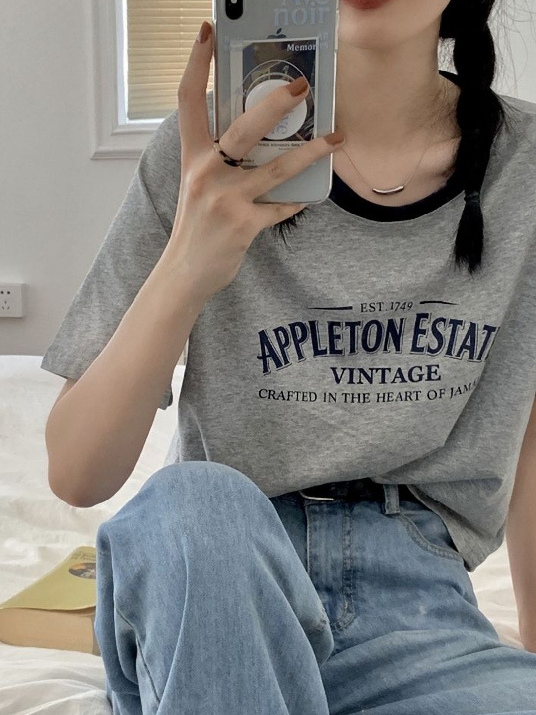 

LULU & SKY Women Typography Printed Round Neck T-shirt, Grey