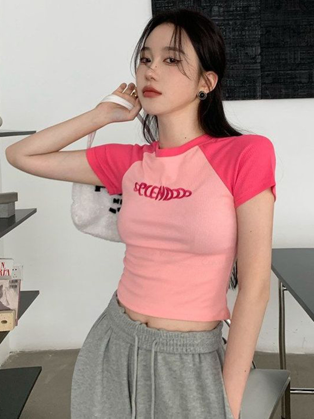 

LULU & SKY Women Colourblocked Round Neck T-shirt, Pink