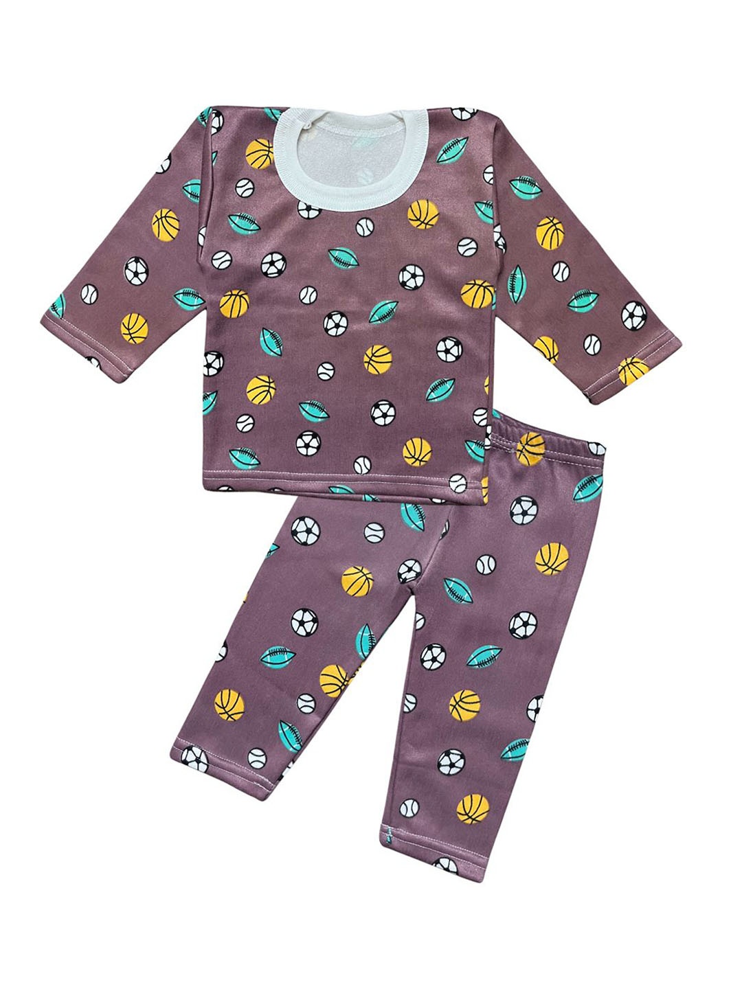 

Tik Tok WEARS Infants Printed Round Neck Thermal Set, Brown