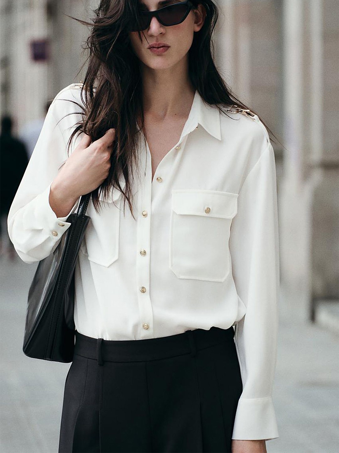 

LULU & SKY Women Spread Collar Solid Casual Shirt, White
