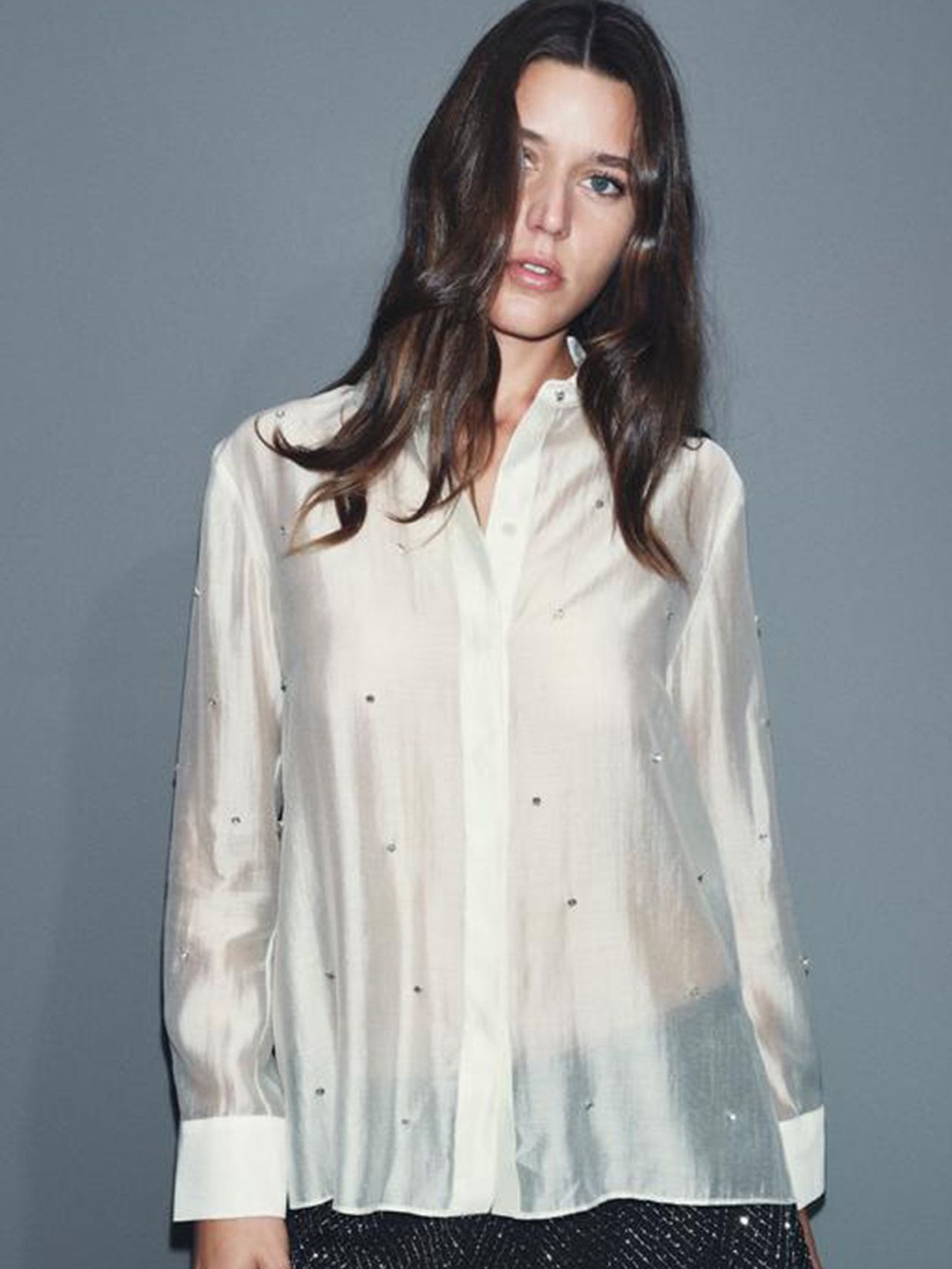 

LULU & SKY Women Spread Collar Conversational Printed Casual Shirt, White