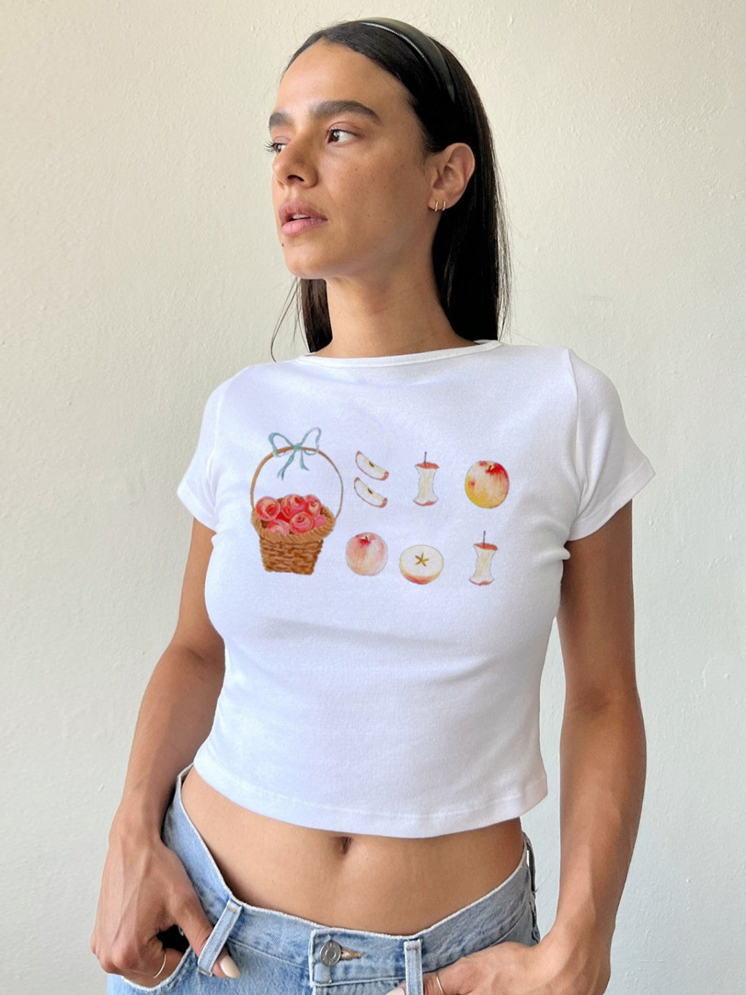 

LULU & SKY Women Graphic Printed Round Neck Cotton T-shirt, White