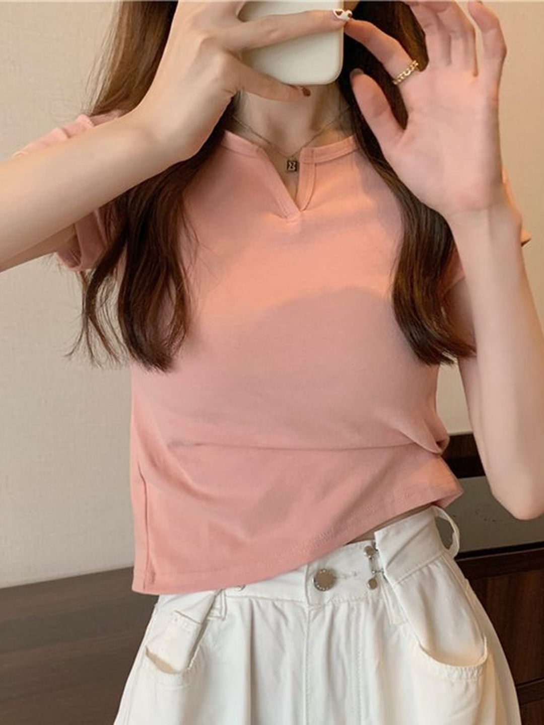 

LULU & SKY Women Solid Round Neck T-shirt, Pink