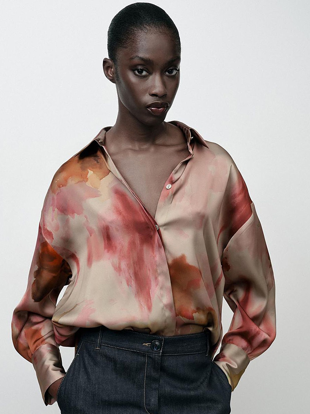 

LULU & SKY Women Spread Collar Abstract Printed Relaxed Fit Casual Shirt, Pink