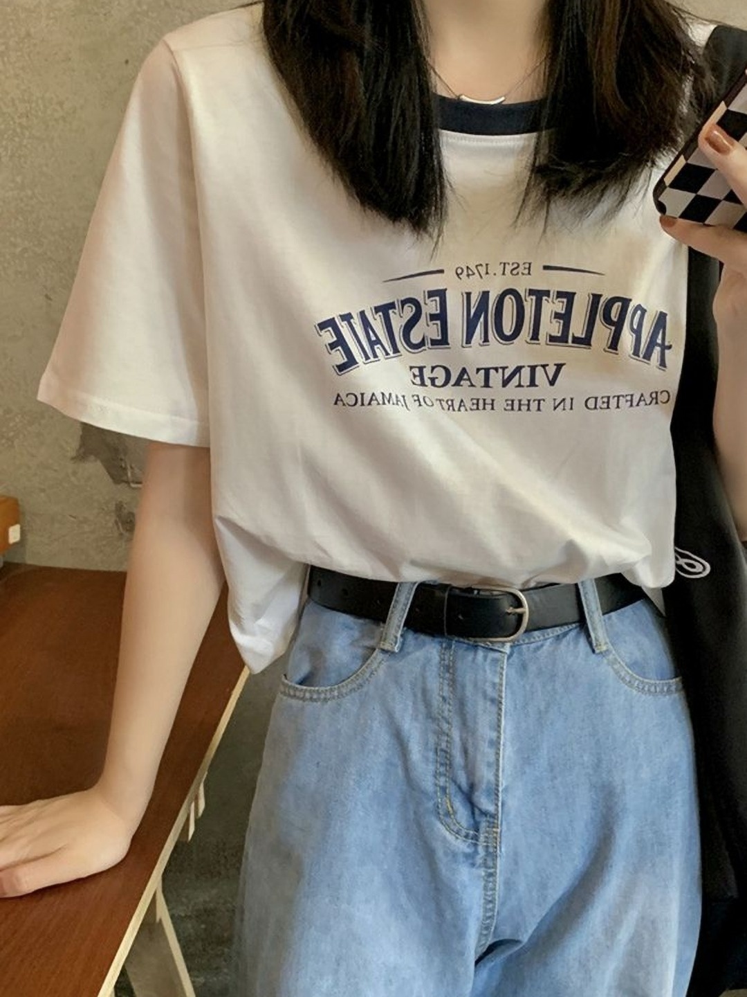 LULU & SKY Women Typography Printed Round Neck Oversized T-shirt, Cream