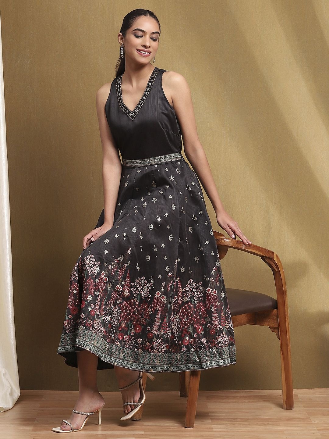 

Biba Women Floral Print Maxi Dress, Black