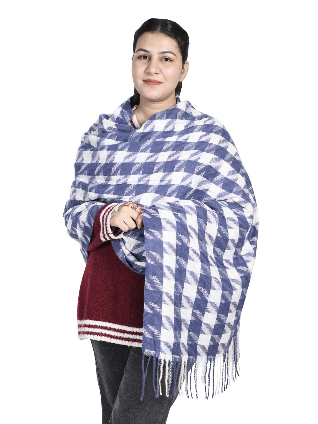 

Calvadoss Women Checked Stole, Blue