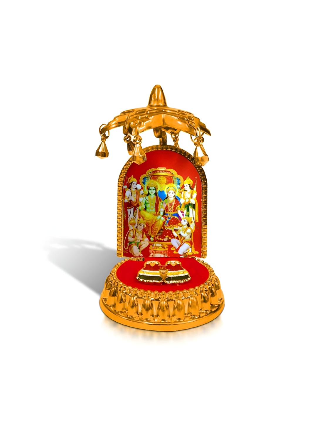 

Adhvik Red & Gold Toned Ram Darbar Charan Paduka Religious Figurine Showpiece