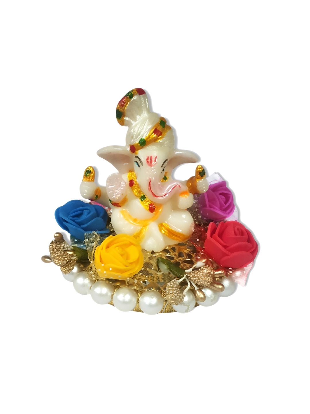 

Adhvik Off White & Yellow Ganesha Religious Figurine Showpiece