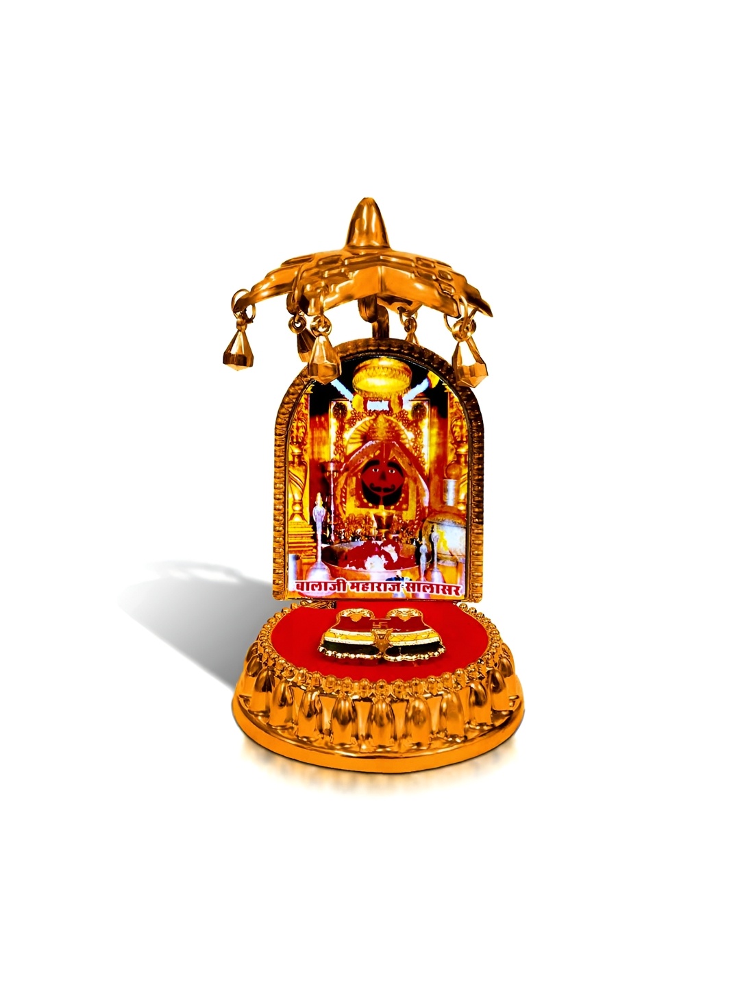 

Adhvik Red & Gold Toned Salasar Balaji Charan Paduka Religious Figurine Showpiece