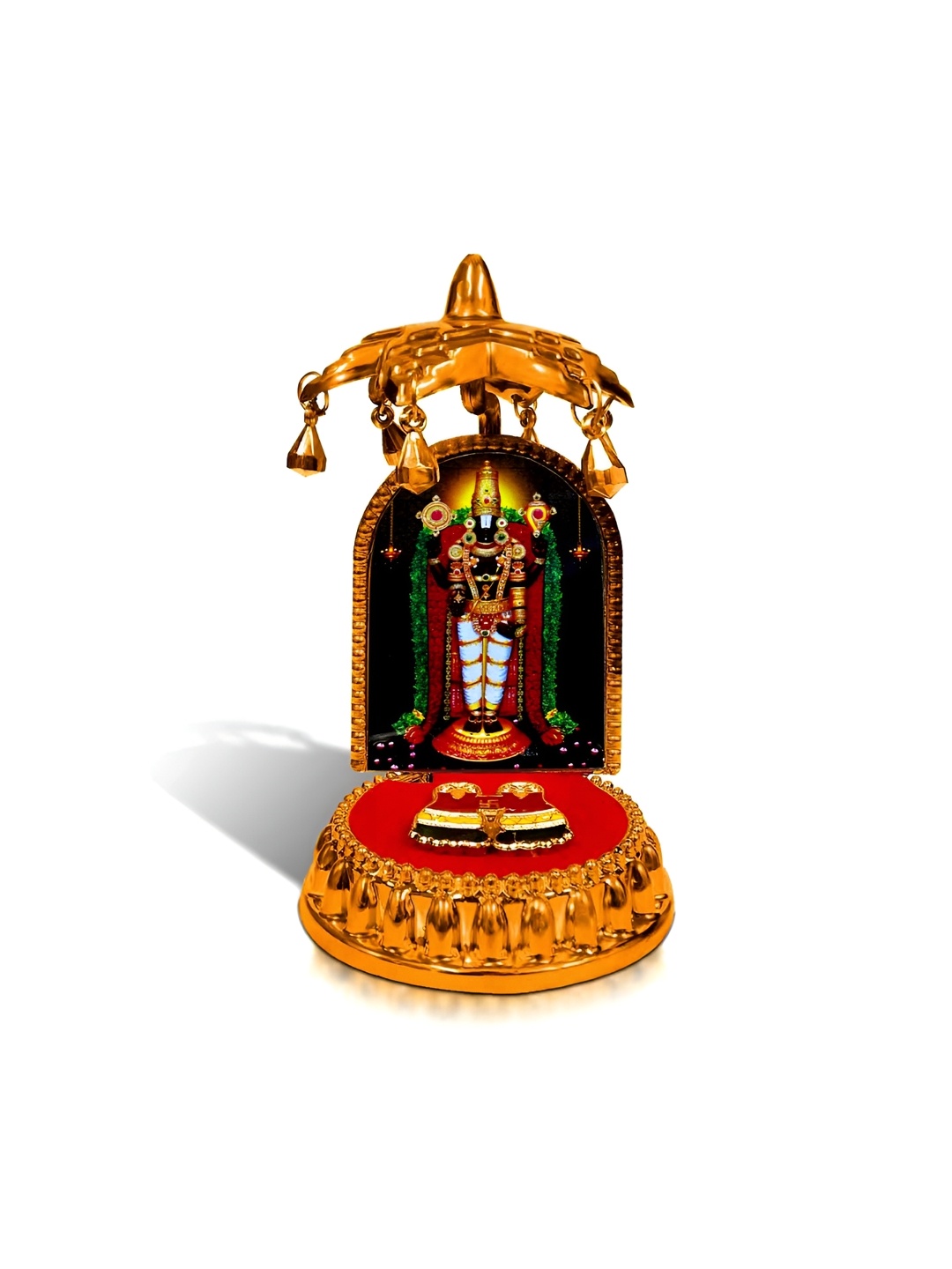 

Adhvik Yellow & White Religious Tirupati Balaji Charan Paduka Figurine Showpiece