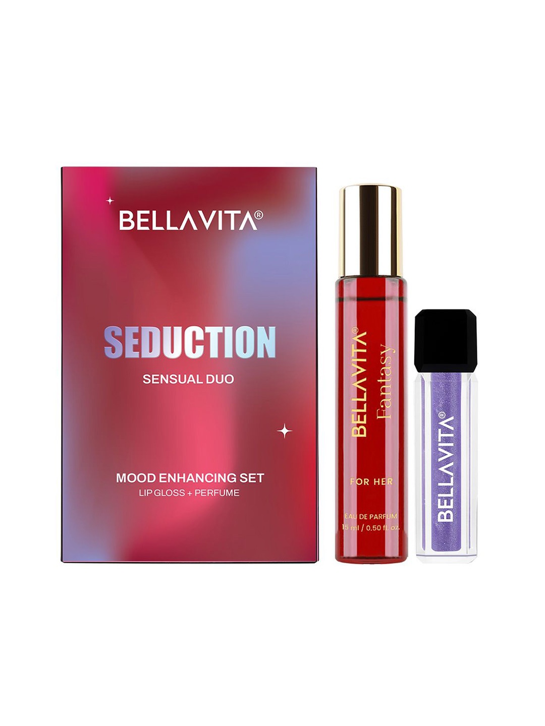 

Bella Vita Organic Mood Enhancing Seduction Gift Set of 2 - Perfume 15ml & Lip Gloss 4ml, Red