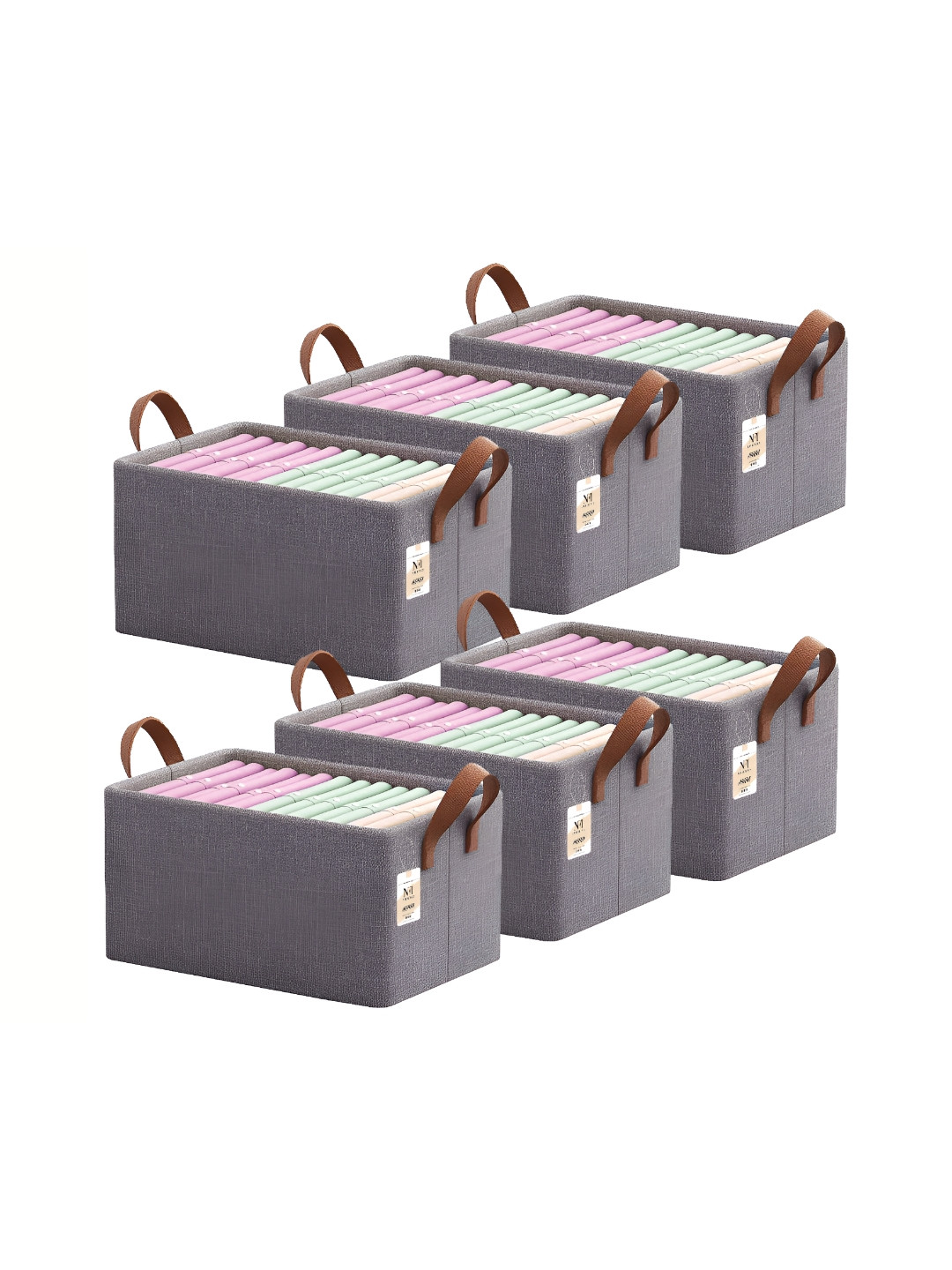 

NFI essentials Grey & Brown 6 Pieces Foldable Organisers