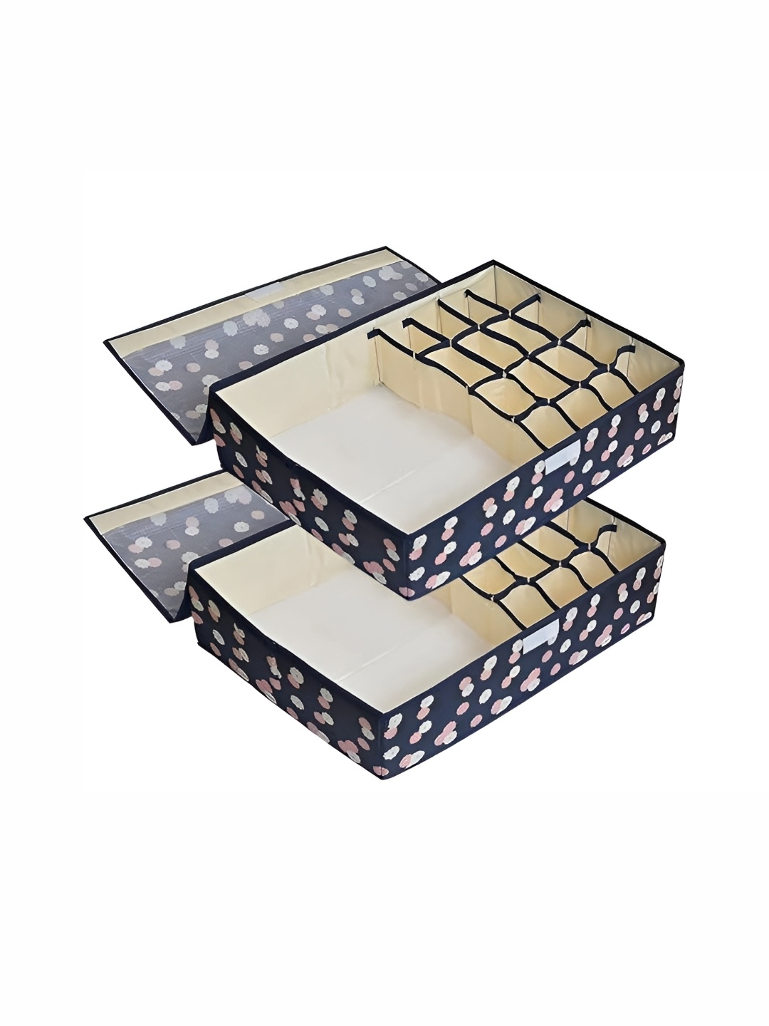 

NFI essentials Navy Blue & White 2 Pieces Printed Foldable Separators Organisers