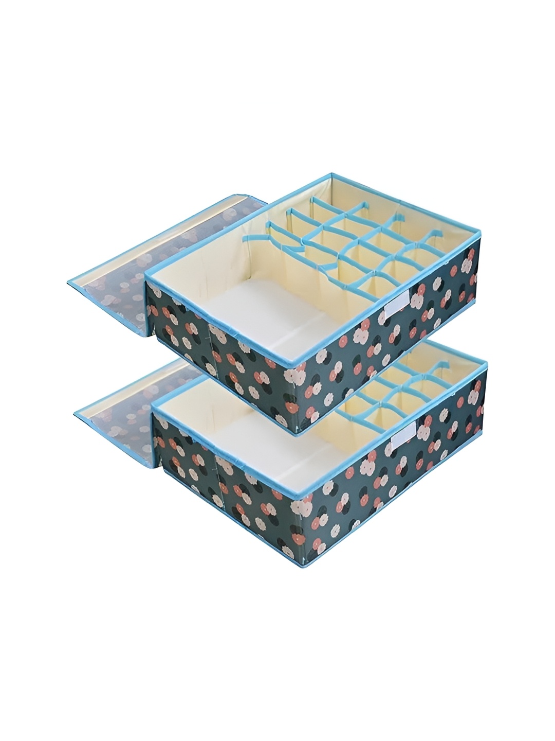 

NFI essentials Green & Pink Floral Printed 17 Compartments Organisers