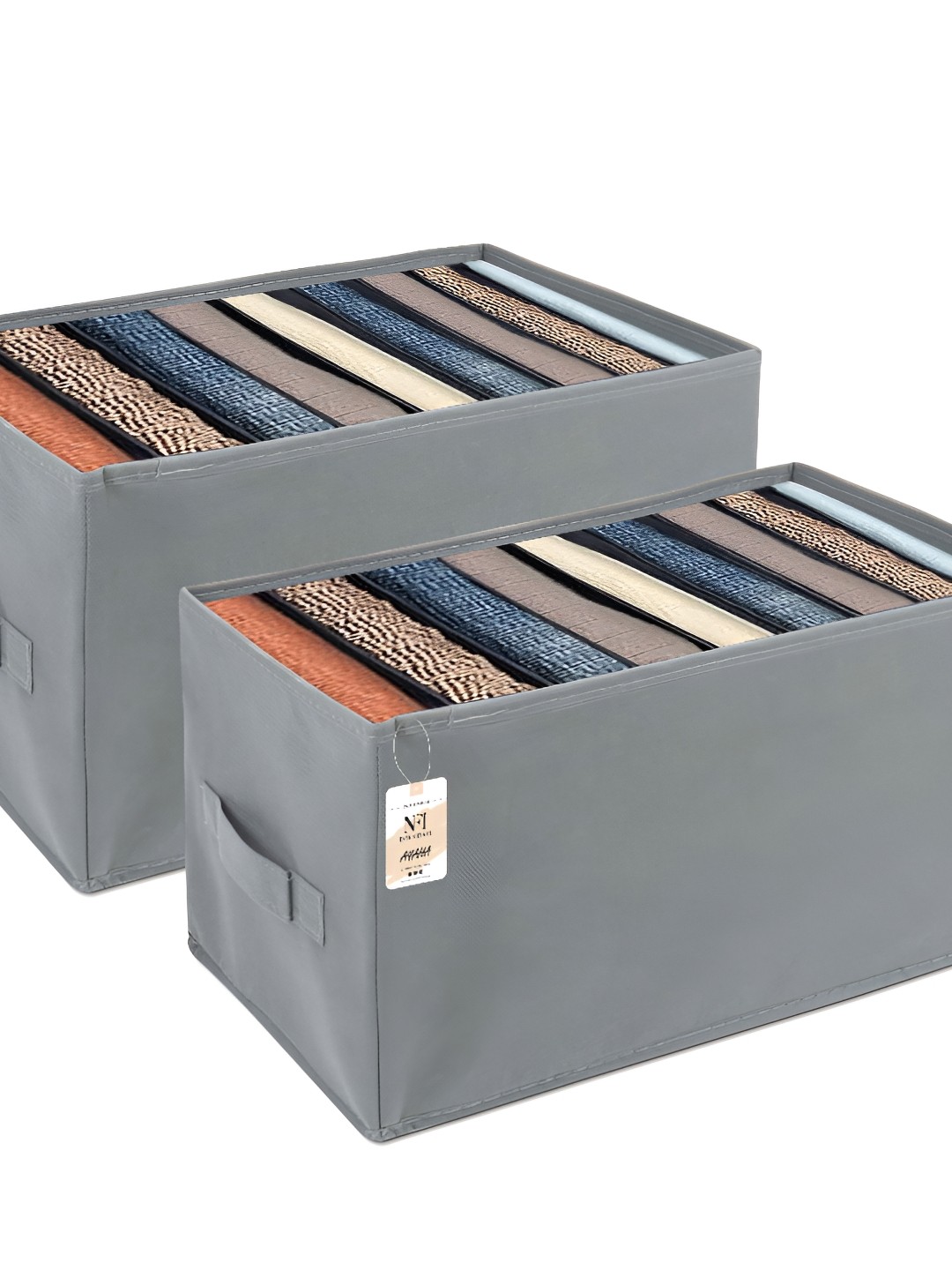 

NFI essentials Grey 2 Pieces Foldable Drawer Organisers