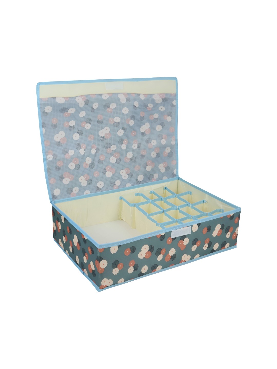 

NFI essentials Green & Pink Floral Printed Foldable 17 Compartment Organiser