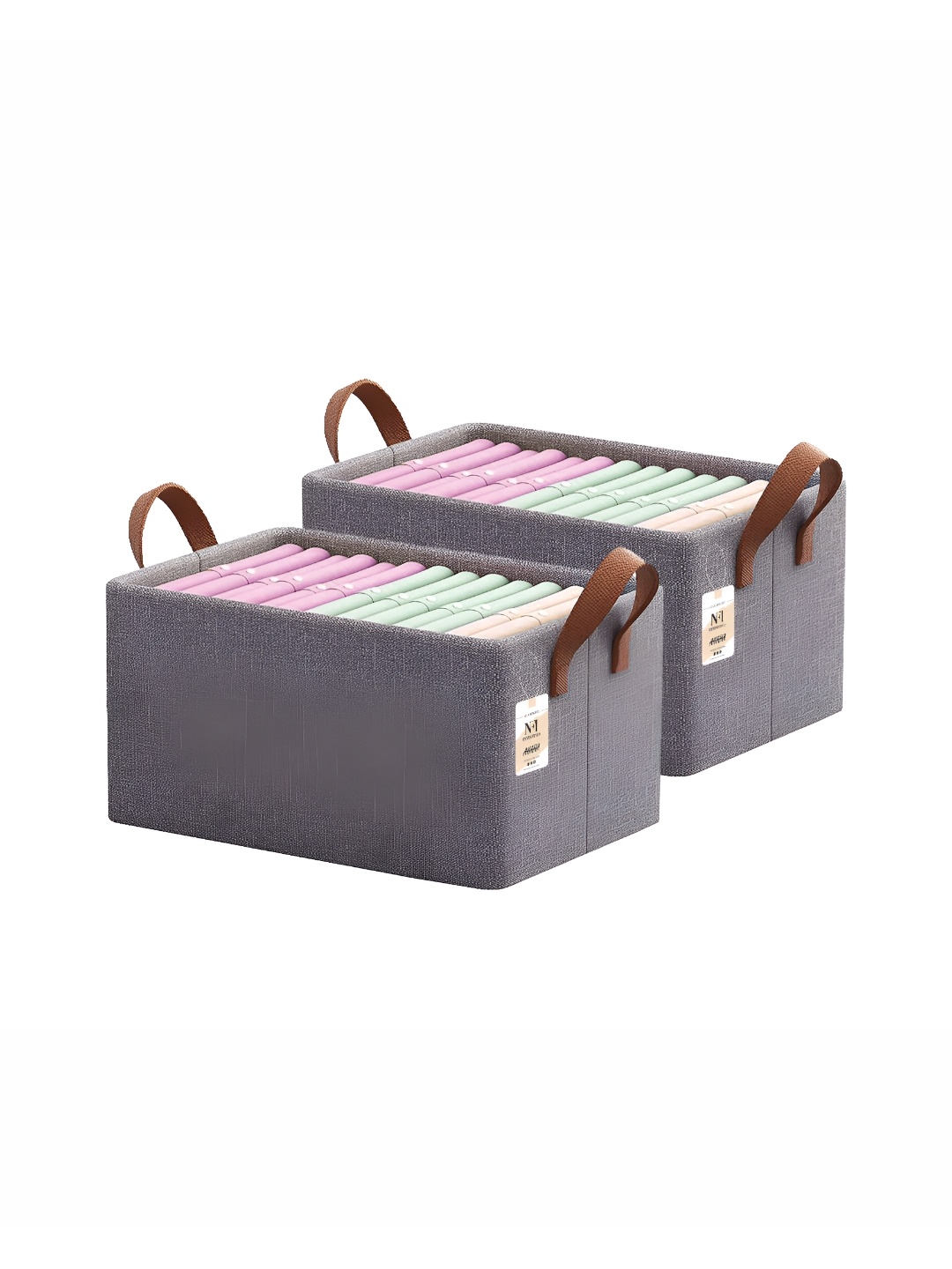 

NFI essentials Grey & Brown 2 Pieces Foldable Drawer Organisers