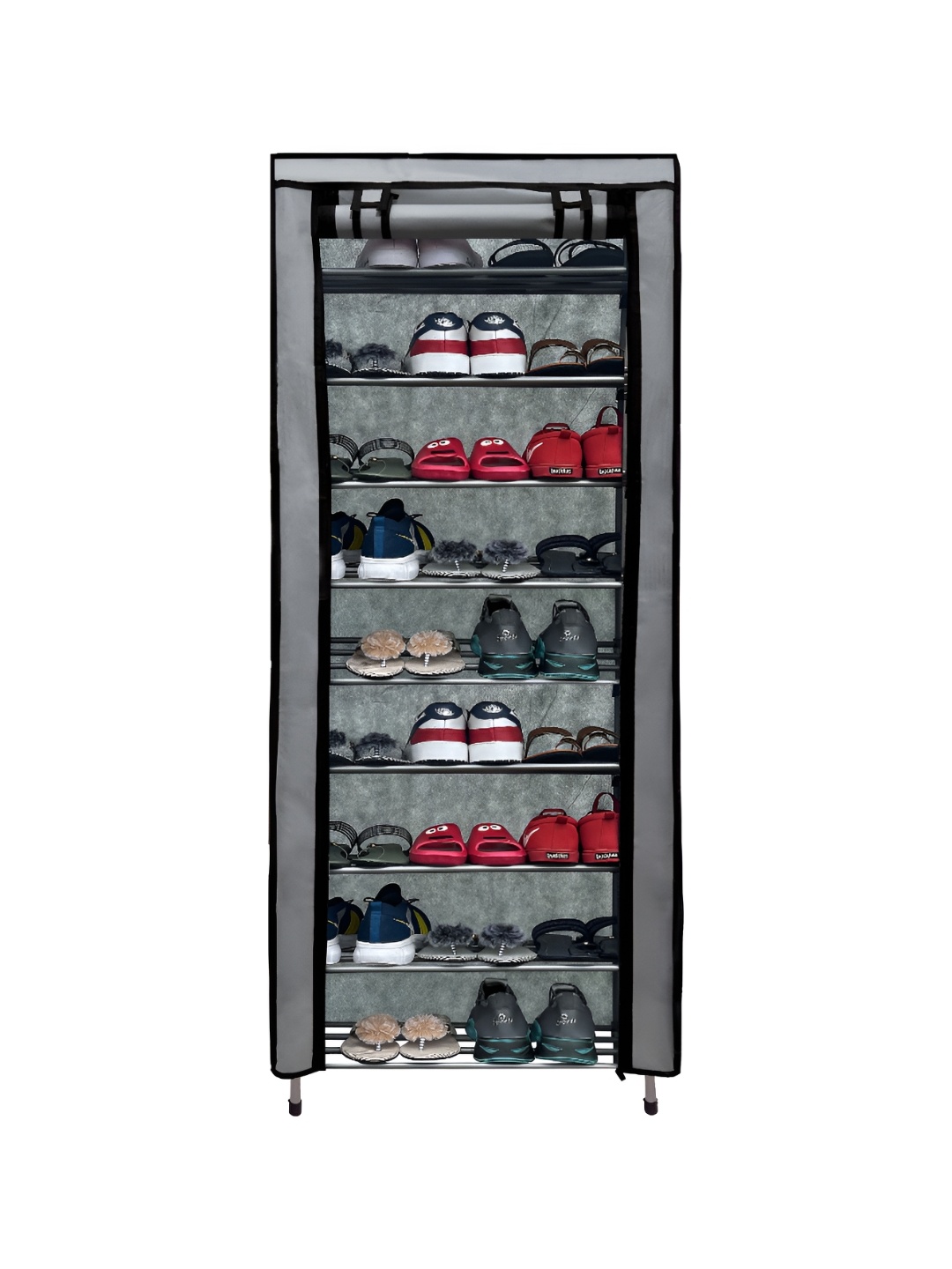 

Rmerchants Solid 9 Layer Water Resistant Shoe Rack Cover, Grey