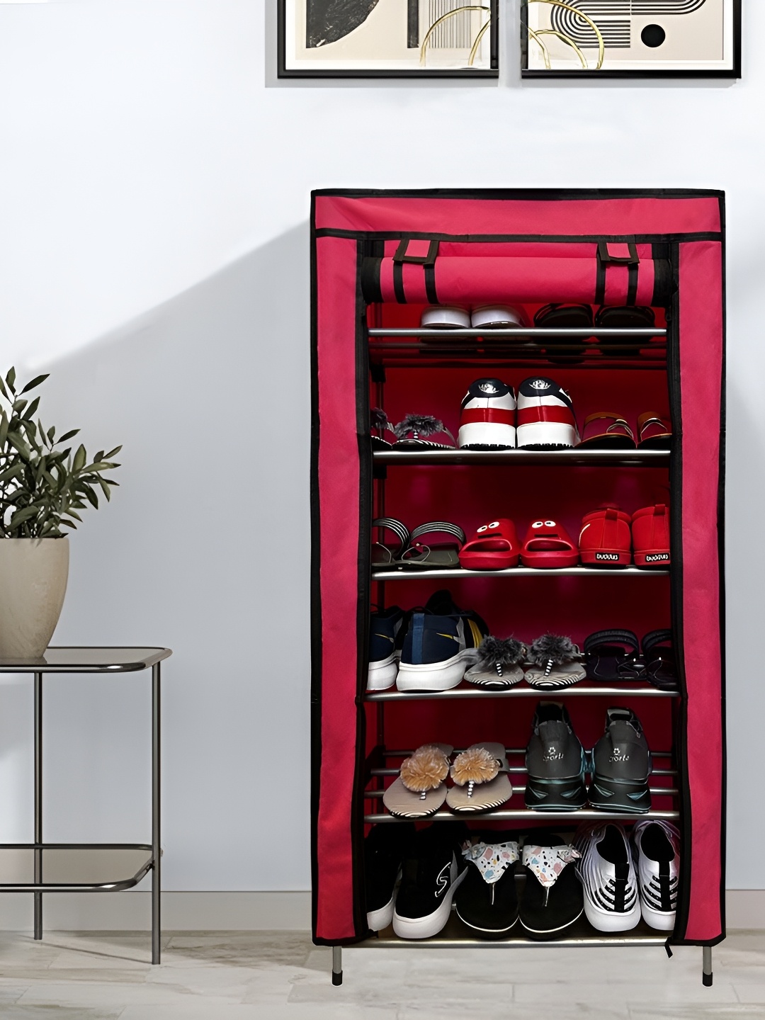 

Rmerchants Pink & Black 6-Tier Rectangular Shoes Rack