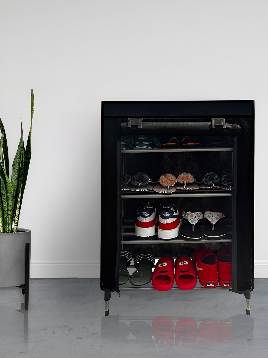 

Rmerchants Black 4 Shelves Metal Shoe Rack