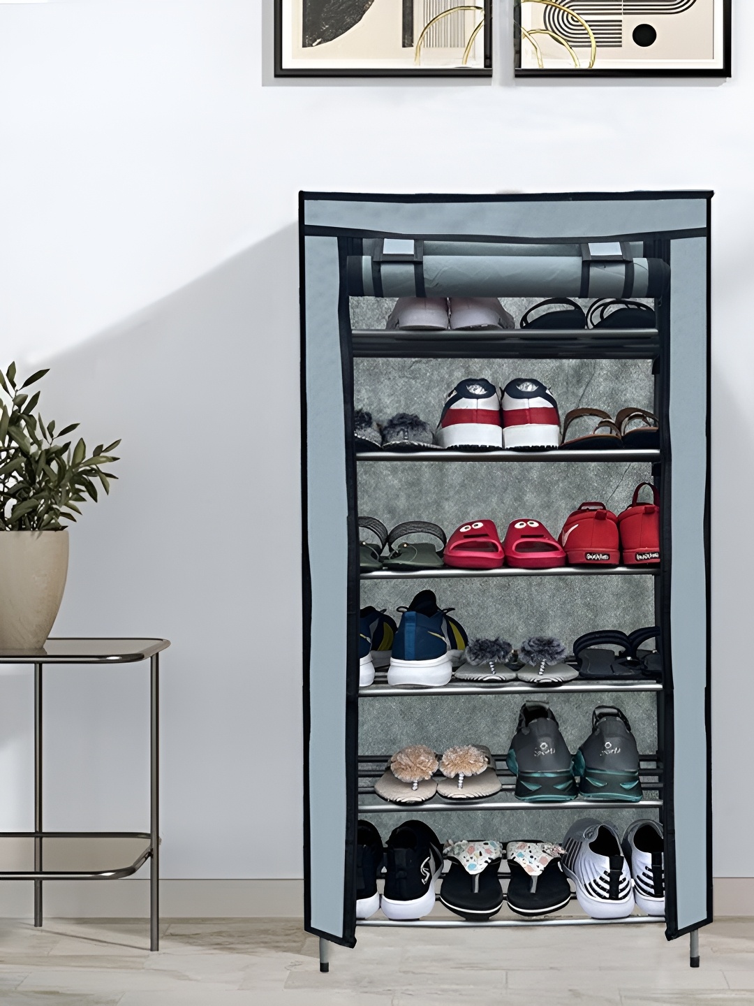 

Rmerchants Grey & Black Water Resistant Shoe Rack