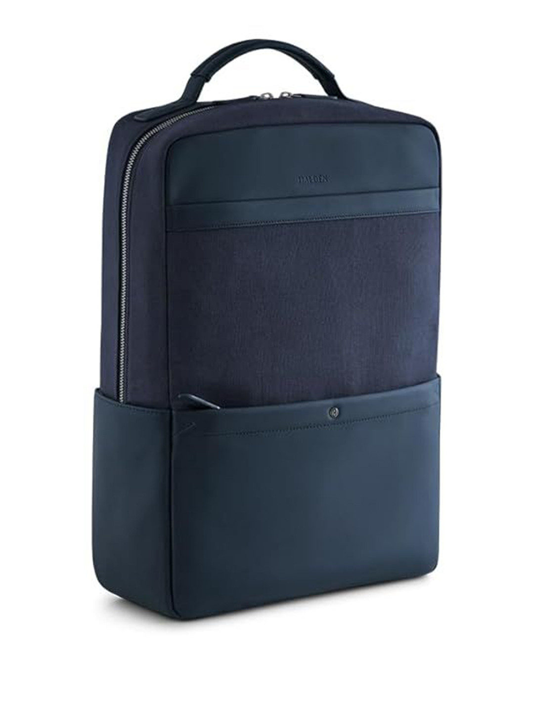 

HALDEN BARRETT Office Backpack with Padded Straps & Vegan Leather with Durable Canvas, Blue