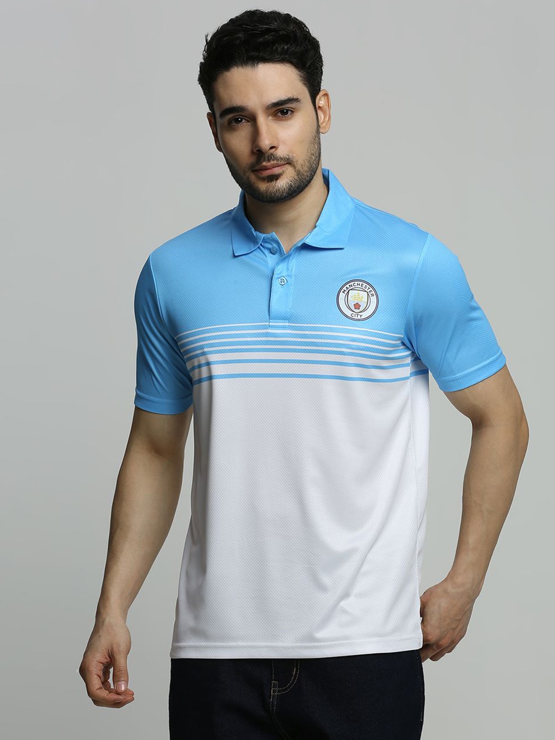 

FanCode Men Colourblocked Polo Collar T-shirt, Blue