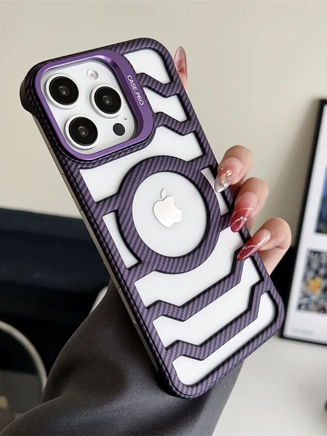 

Luxury Kase Solid Printed iPhone 13 Pro Back Case, Purple