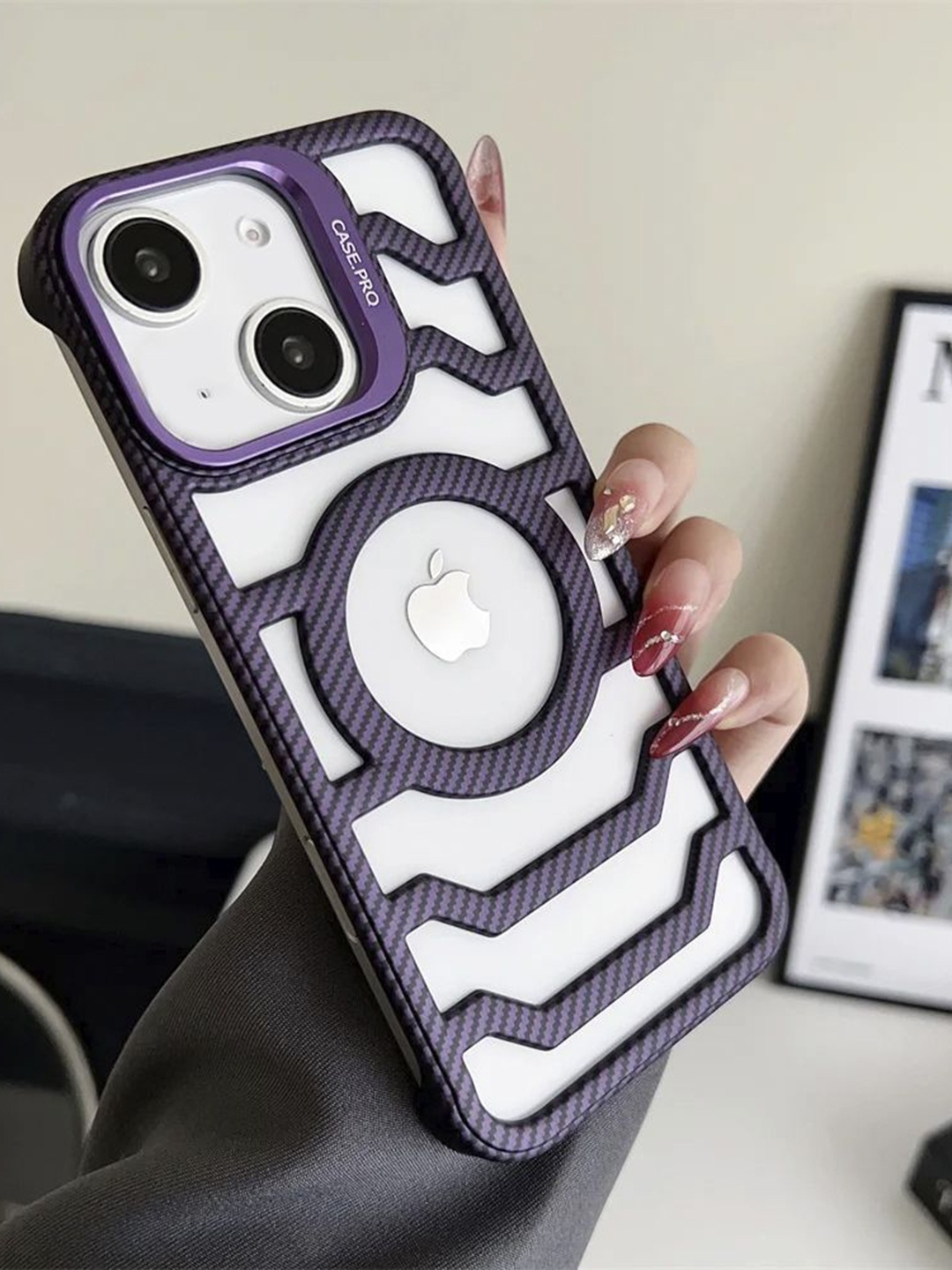 

Luxury Kase Solid Printed iPhone 15 Back Case, Purple