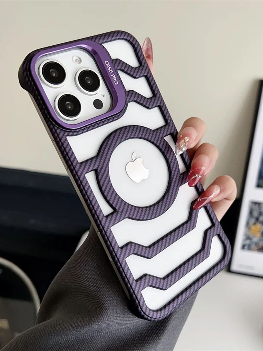 

Luxury Kase Solid iPhone 14 Pro Back Case, Purple