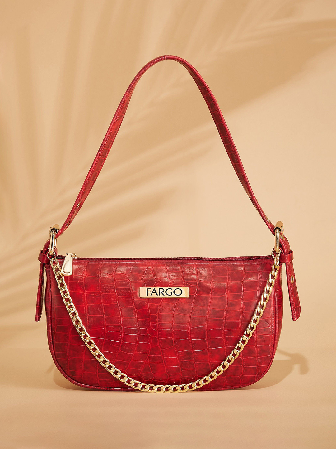

FARGO Women Textured Structured Handheld Bag, Red